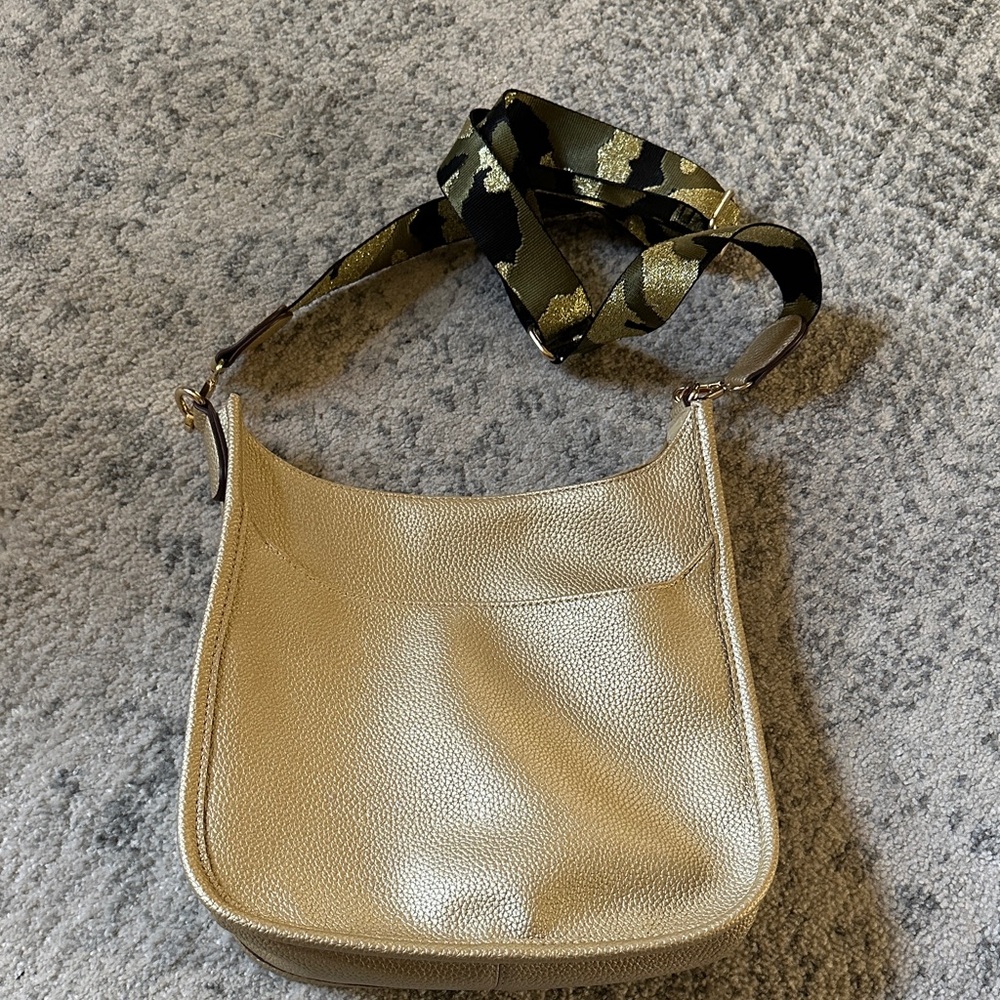 Gold cross body Bag with Camouflage Strap